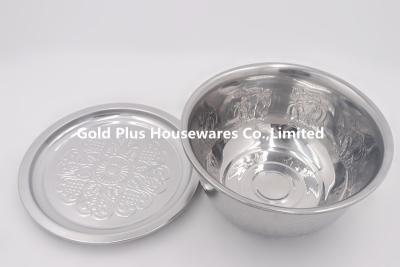 中国 20cm Wholesale price big basin stainless steel oil lid basin kitchen water bowl round soup stock pot with cover 販売のため