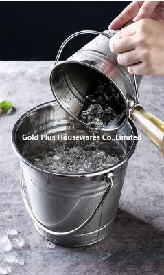 China 0.8L Promotion outdoor stainless steel ice bucket with handle for bar metal champagne beer wine keg cooler for sale