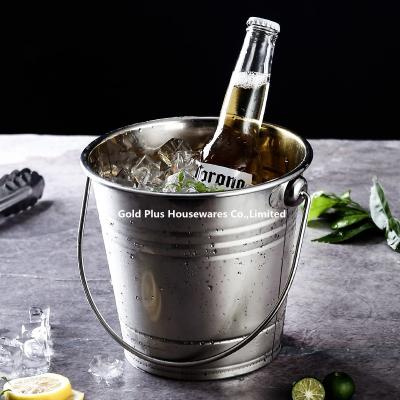 China 0.8L Promotion outdoor stainless steel ice bucket with handle for bar metal champagne beer wine keg cooler à venda