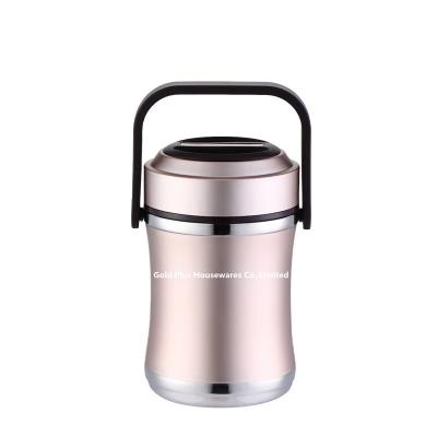 China 2L Tableware heat insulation barrel golden color vacuum food container double wall insulated food flask zu verkaufen