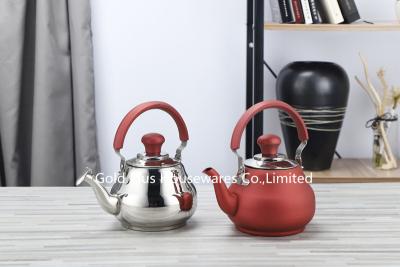 中国 18cm Fashionable bollitore kitchen color painting whistling kettle red silver stainless steel stove top coffee pot 販売のため