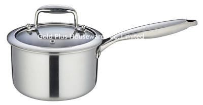 중국 16cm New style stainless steel mini saucepan with glass lid natural color quick hot milk pot with one handle 판매용