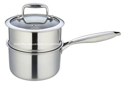 중국 18cm Kitchenware 2-layer stainless steel saucepan milk pot factory silver one handle design steamer 판매용