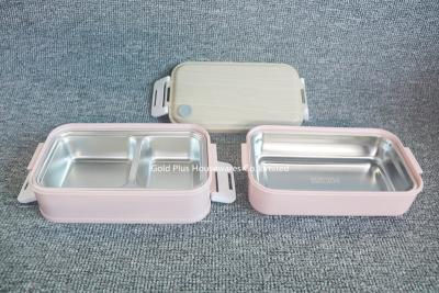 China Amazon top seller two-compartment stainless steel bento lunch box plastic promotional bento box Te koop