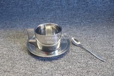 Κίνα OEM hot sale in arabic cup 3pcs bulk turkish coffee cup set stainless steel tea cup gift set with long saucer dish προς πώληση