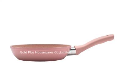 China Business gifts fruit color aluminum baking fry pan 16cm stone marble non stick frying pan with anti scalding handle Te koop