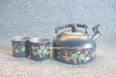 China OEM customized flower painting stainless steel tea pot high quality buzzing tea Kettle whistle kettle for sale