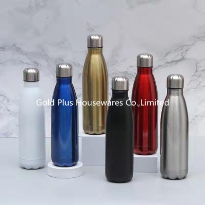 中国 Eco-friendly keep cold stainless steel powder coated water bottle 22oz cola shaped vacuum insulated sports water bottle 販売のため