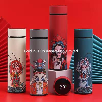 중국 Smart drinkware chinese style hot and cold water bottle 500ml digital temperature display stainless steel coffee thermos 판매용