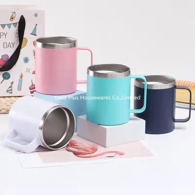 China Double wall vacuum travel cup tumbler cup with sliding lid new coming wide mouth coffee tumbler for sale