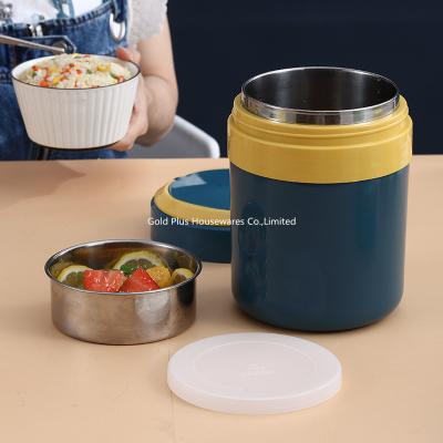 Chine La catégorie comestible de produit nouveau a isolé le pot de nourriture de thermos de stockage de nourriture avec la tasse droite en acier de stainess extérieur de voyage de poignée à vendre