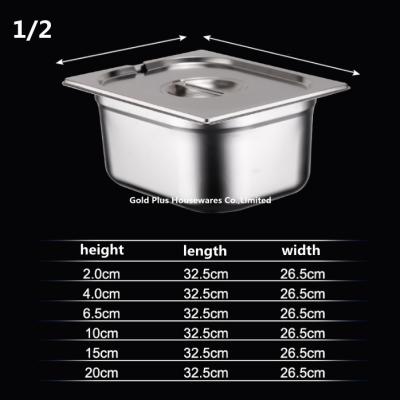 China Hotel supplies buffet oven containers american style anti-jam GN half size metal food trays with dust cover for sale