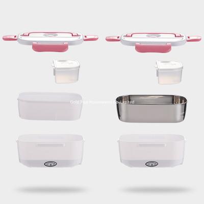 中国 Food warmer rectangle car heating food container electric lunch boxes with spoon and soup box  for truck office 販売のため