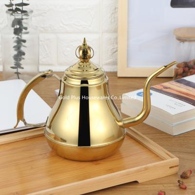 China 1.2L Coffee drip kettle narrow spout tea pot food grade metal steel turkish coffee pot golde paint pour over tea kettle zu verkaufen