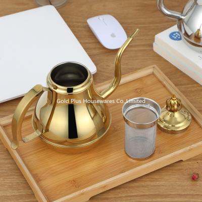 China Kitchen accessories stainless steel tea drip pot 1.2L special golden classic turkish coffee pot for sale