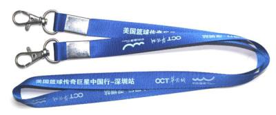 China Imprint Corporate logo flat nylon neck strap lanyards, double ends nylon neck lanyards for sale