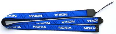 China Imprinted corporate logo promotional neck straps, polyester & satin ribbon double layered, for sale