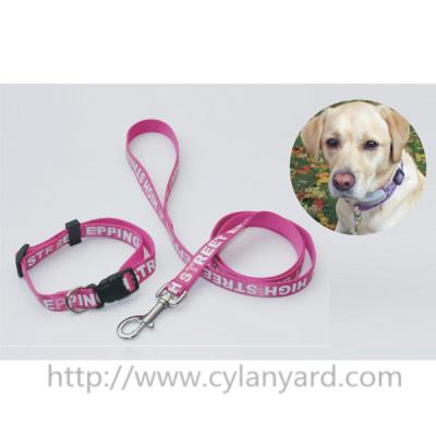 China Double layered lanyard dog collar and leash set, printed logo, China lanyard factory cheap for sale