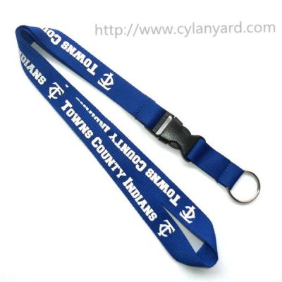 China Cheap simple logo neck lanyard with key ring, polyester key holder lanyards discount price for sale