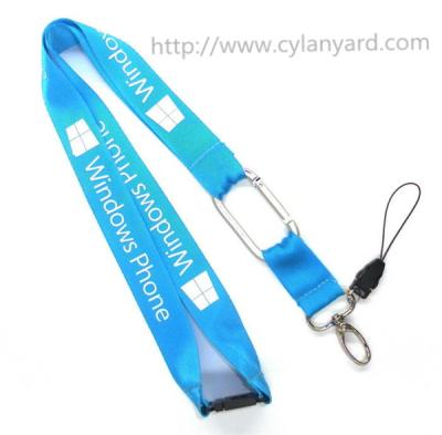 China Flat nylon carabiner lanyards, safety breakaway nylon neck lanyards with metal carabiner, for sale