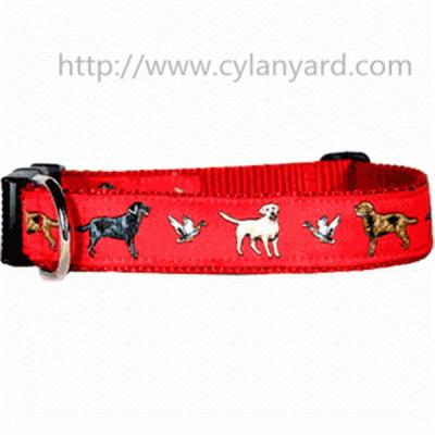 China Jacquard ribbon polyester dog collars with ABS side release buckle, premium quality, for sale