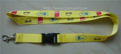 China Printed logo polyester neck lanyard with ABS side release, branding id badge lanyards, for sale