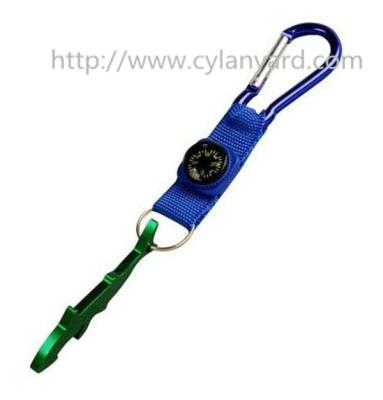 China Multi function camping wrist lanyard with compass, carabiner and bottle opener, for sale