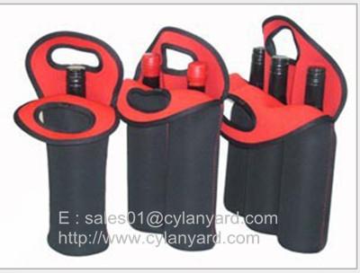 China Wine bottle neoprene cooler handbag selection, tailor made neoprene bottle coolers, for sale