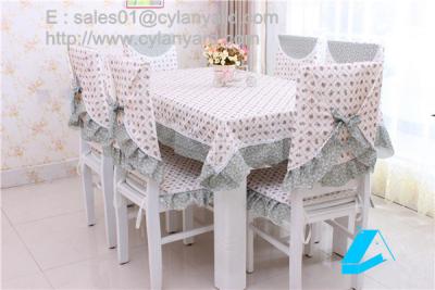 China Wholesale floral cotton tablecloth and chair cover set for six seater dining table, for sale