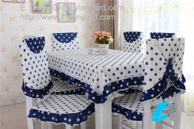 China Dot design cotton dining tablecloth and chair cover set wholesale, table linens supply, for sale