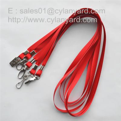 China Metal crimp polyester lanyard with metal clip, polyester neck strap with metal crimp, for sale