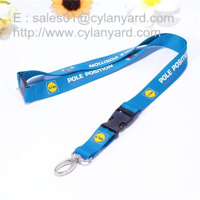 China Logo imprinted polyester lanyard with metal clip and plastic buckle release, for sale