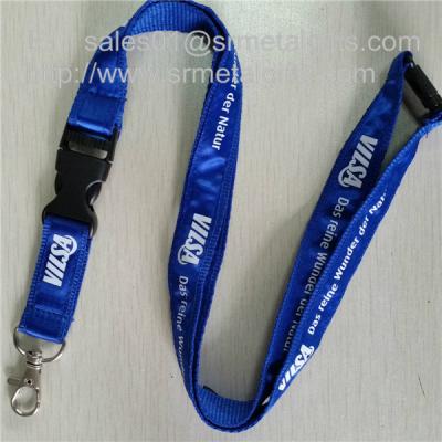 China Double layered satin overlaid lanyards, imprint satin ribbon overlay polyester lanyards, for sale