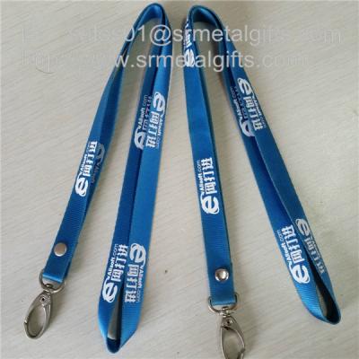 China Rivet seal polyester neck strap lanyard with metal clip hook, blue ribbon with rivet, for sale