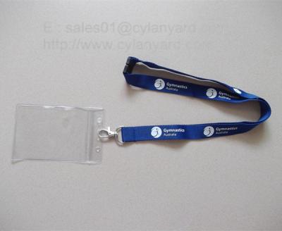 China Promotional neck lanyard with plastic sleeve, name badge lanyards, for sale