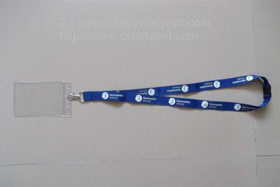 China Navy blue polyester sports neck ribbon with plastic name badge, for sale