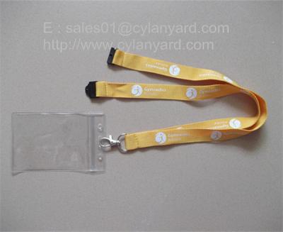 China Personalized printed logo polyester lanyard with vinyl badge sleeve holder, for sale