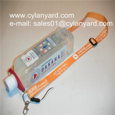 China Polyester neck strap with PVC bottle holder tag, for sale