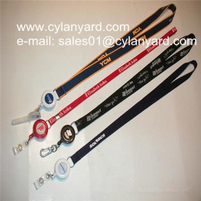 China Id badge neckstrap with epoxy dome retractable pull reel, for sale