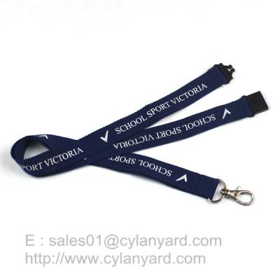 China Blue Breakaway Clip Lanyards, Printed Polyester Lanyard with Breakaway Buckle for sale