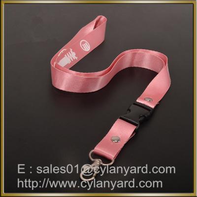 China Pink Nylon lanyard for ID badge holder, nylon neck ribbon with detachable buckle for sale