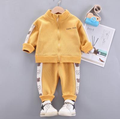 China Preppy Style Full Sleeve Children Velvet Cartoon Boys Dressing Sets for sale