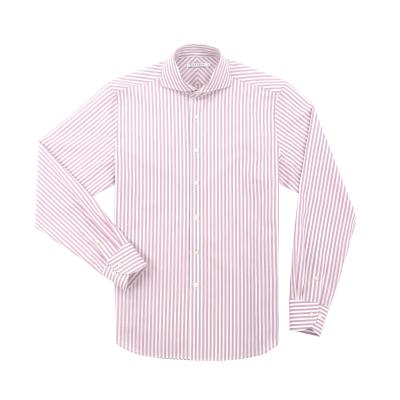 China Anti-pilling High Quality Striped Long Sleeve Shirt OEM Large Italian Style Mens Casual Shirt With Collar Line One for sale