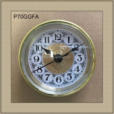 China Decoration Clock Insert/Clock Fit-UPS/Clock Head Dia.70mm (2 3/4 inch) with Plastic Bezel and Acrylic Lens Pattern P70GGFA for sale