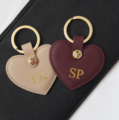 China 2019 K4-02 2019 Saffiano Leather 100% Genuine Leather Women's Heart Shaped Circle Key Chains Key Ring Holder For Watch/Gift For Christmas for sale