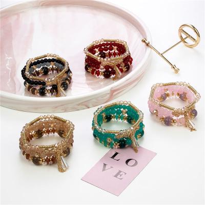 China Natural Women Dropshipping Crystal Beaded Bracelets Set For Charm Suppliers BOHEMIA Boho Beads Girl Custom Multilayer Delicacy Bracelet for sale