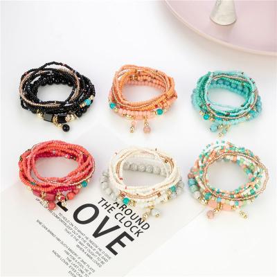 China Cheap BOHEMIA Small Beads Stretch Boho Bracelets For Women Jewelry Set Colorful Multilayer Rice Artesanal 2022 Beaded Bracelets for sale