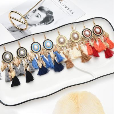 China 2022 BOHEMIA Retro Female Tassel Earrings Long Handmade Bohemian Women Earrings for sale