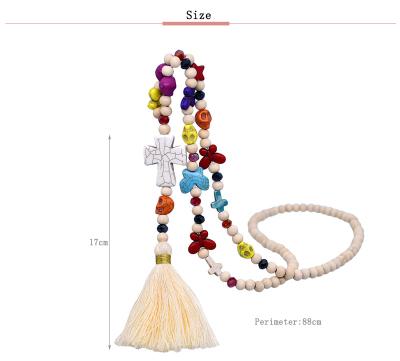 China Hot selling colorful bohemian jewelry factory BOHEMIA cross necklace pendant beaded tassel for sale