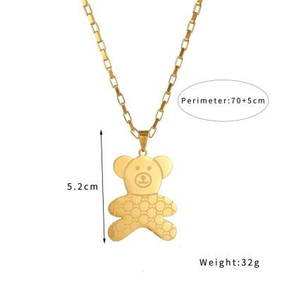 China Best Selling TRENDY Cute Cartoon Bear Titanium Pendant Necklace For Women Fashion Teddy Bear Stainless Steel Jewelry 2022 Necklaces for sale